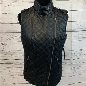 Apt 9 Faux Leather Vest Medium Black Zipper NWT